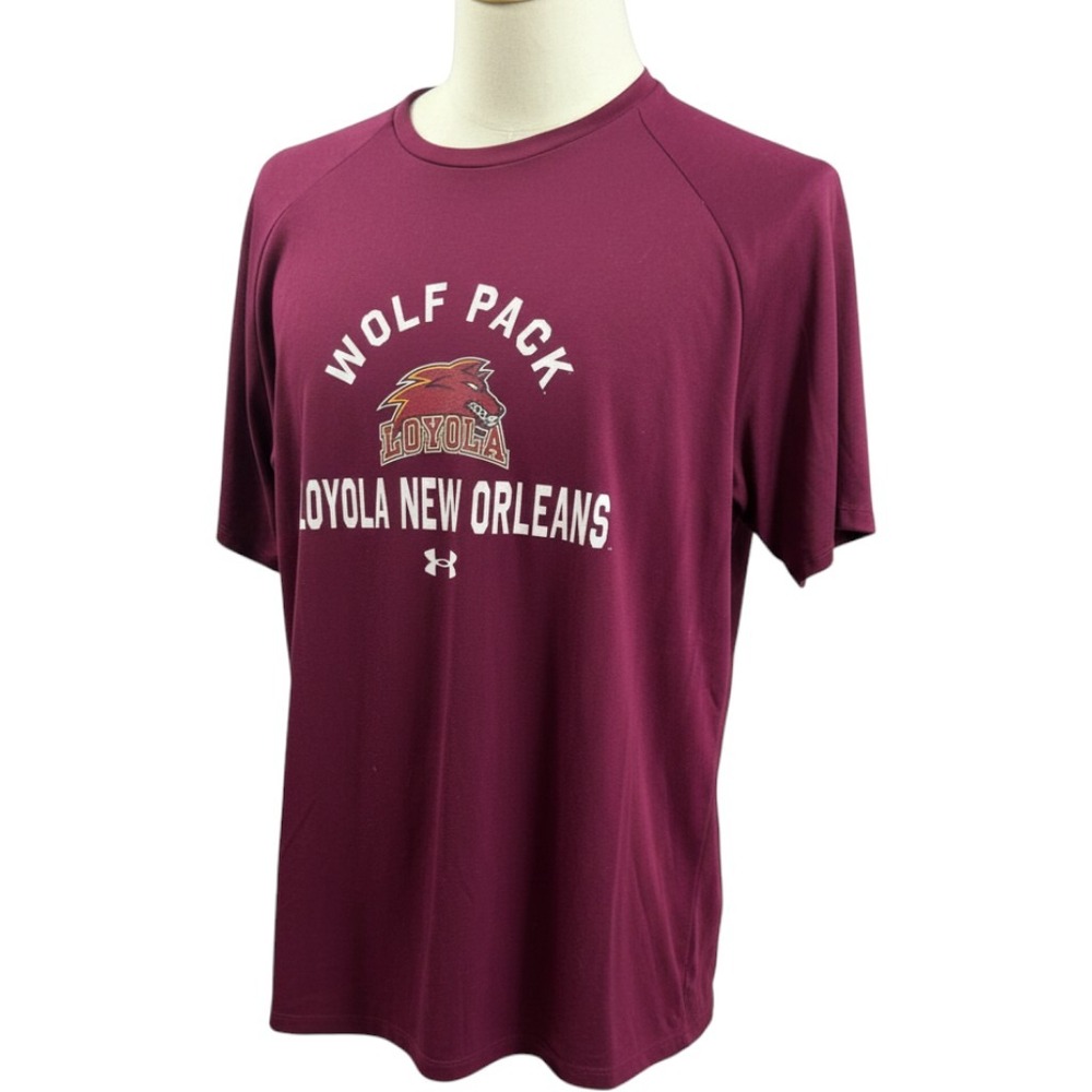 Under Armour Loyola New Orleans Wolf Pack Tech Tee Maroon Mens Large Shirt